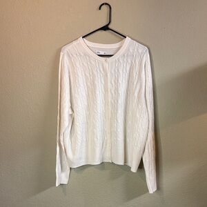 New Croft & Barrow Sweater Women’s Ivory Button Up Knit Casual Soft Cardigan XXL